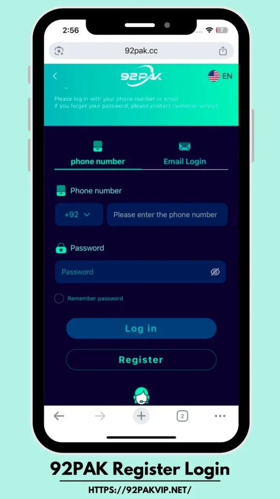92 PAK Register Login